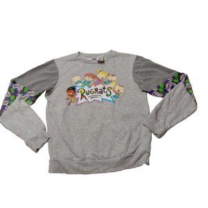 Nickelodeon Rugrats Womens S Small Gray Pullover Print Long Sleeves Sweatshirt